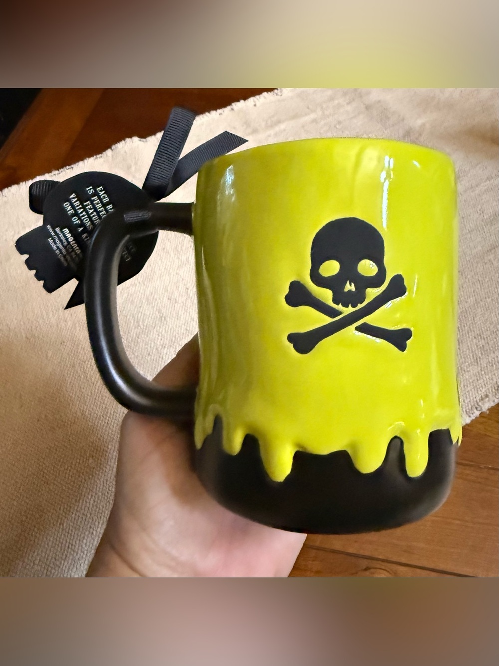 DRINK IF YOU DARE Rae Dunn Halloween Skull and Crossbones Toxic Drip Mug